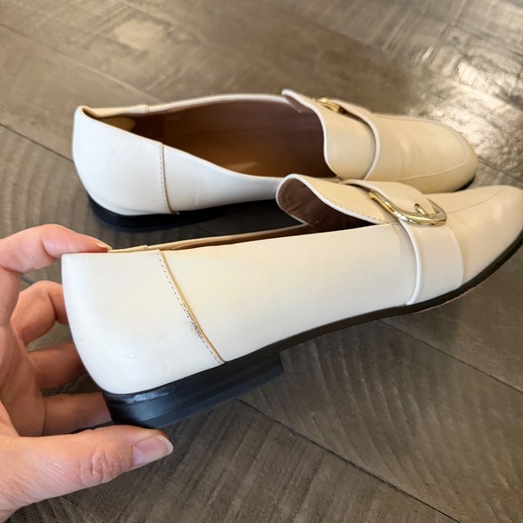 Nordstrom Rack Shoes - Nordstrom Rack Kalissie Cream Buckle Loafers Square Toe Work Flats Size 9M